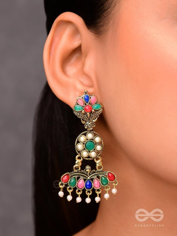 The Embellished Ecstasy - Golden Statement Earrings
