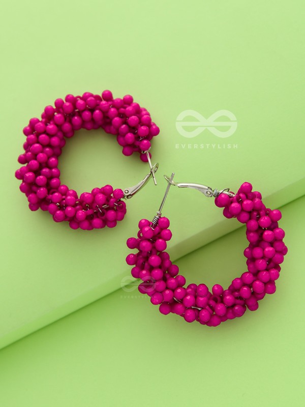 A Glimmer of Shimmer - Playful Embellished Hoops (Magenta)