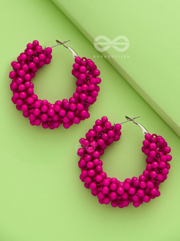 A Glimmer of Shimmer - Playful Embellished Hoops (Magenta)