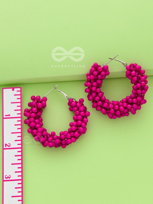 A Glimmer of Shimmer - Playful Embellished Hoops (Magenta)