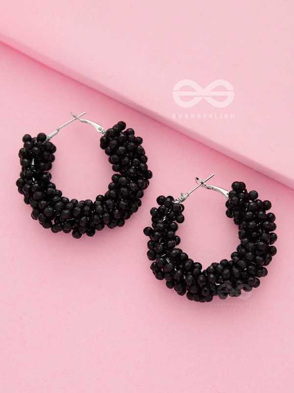 A Glimmer of Shimmer - Playful Embellished Hoops (Black)