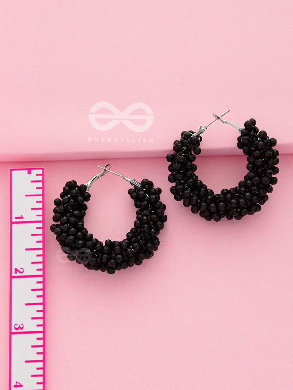 A Glimmer of Shimmer - Playful Embellished Hoops (Black)