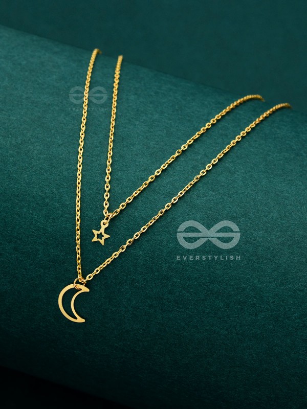 The Elegance Of Night Sky - Golden Multilayered Neckpiece With Anti-Tarnish Coating 