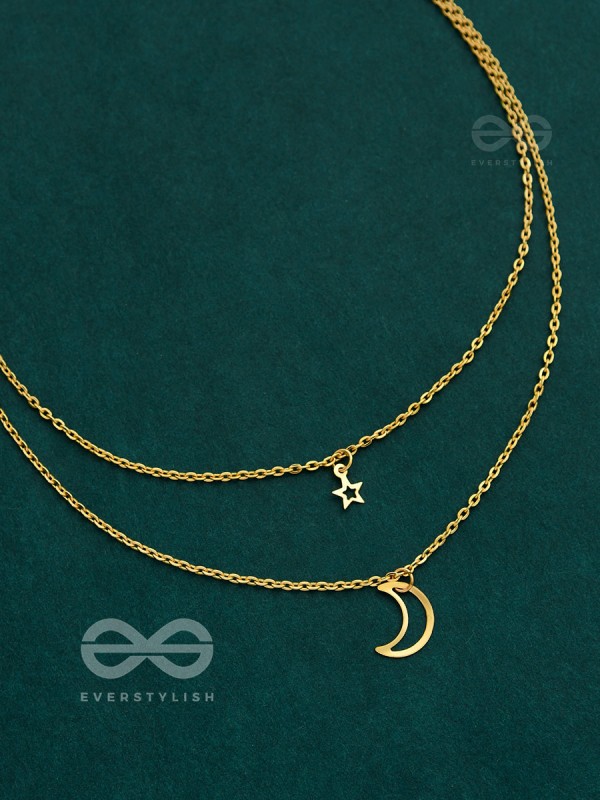 The Elegance Of Night Sky - Golden Multilayered Neckpiece With Anti-Tarnish Coating 