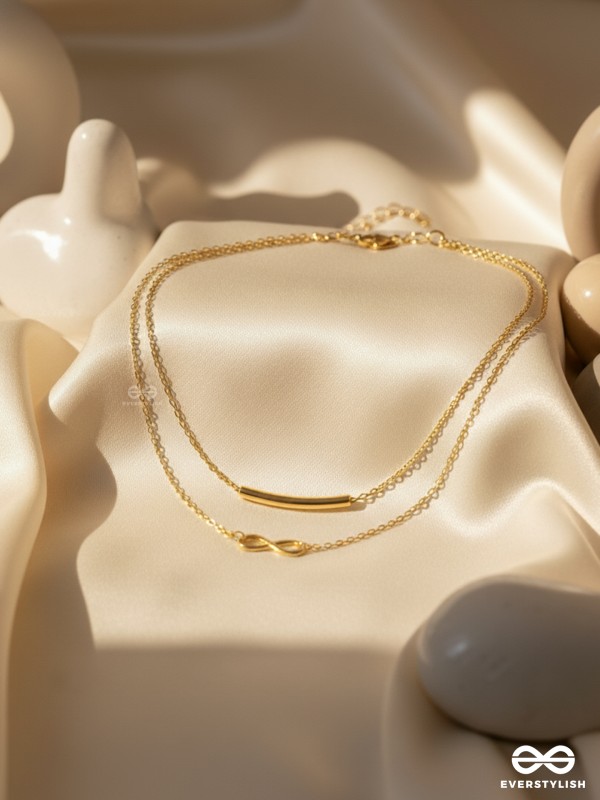 The Infinite Elegance - Golden Multilayered Neckpiece With Anti-Tarnish Coating