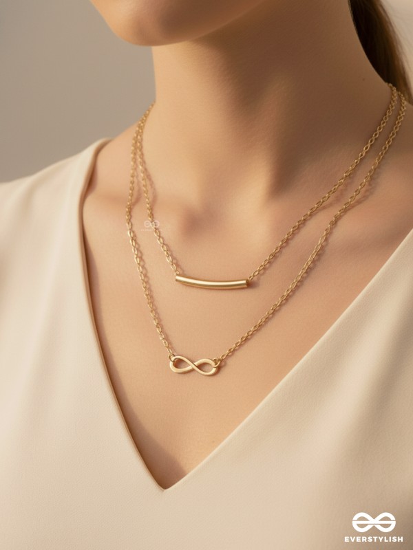 The Infinite Elegance - Golden Multilayered Neckpiece With Anti-Tarnish Coating