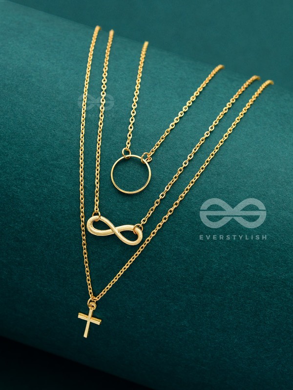 The Layered Infinite Grace - Golden Statement Neckpiece With Anti-Tarnish Coating 
