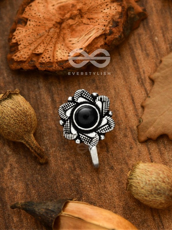 The Aztec Florals - Non-pierced Statement Nosepin (Onyx Black)