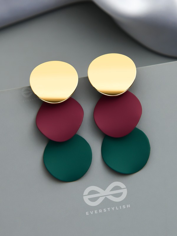 The Triple Layered Colourblock Geometry - Statement Dangler Earrings