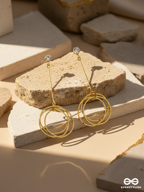 The Dangling Ringlets - Golden Casual Earrings