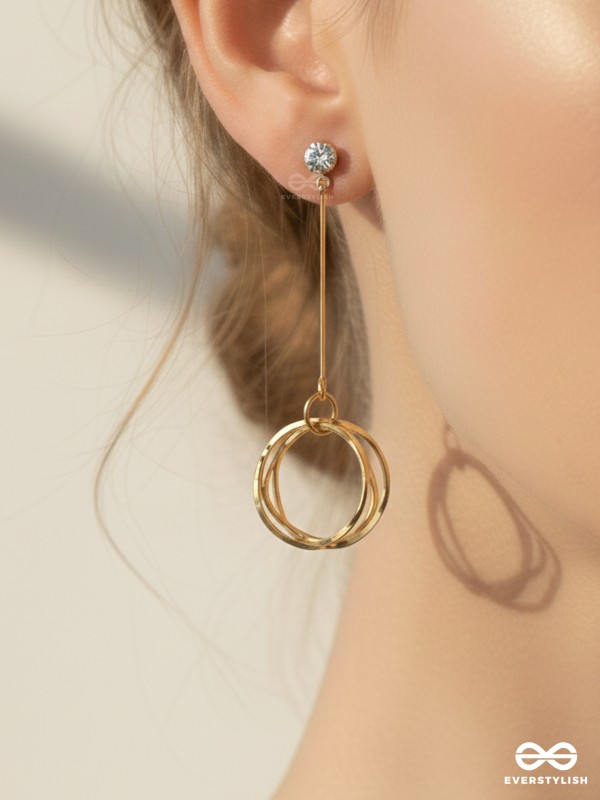 The Dangling Ringlets - Golden Casual Earrings