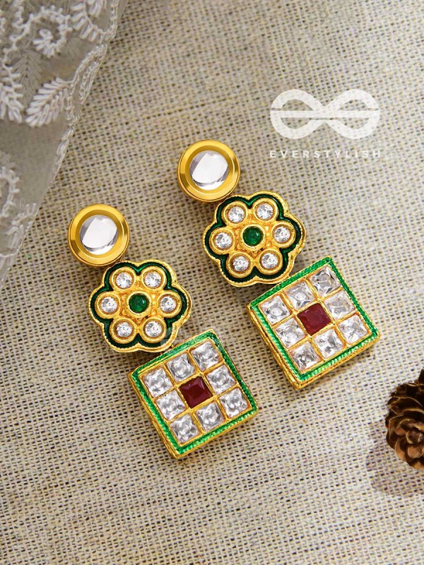 The Royal Panache - Statement Golden Set of Neckpiece and Earrings