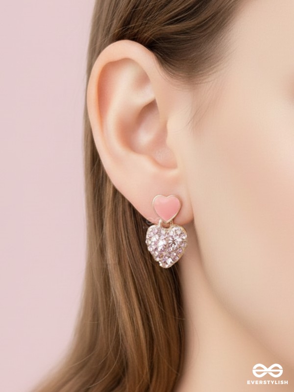 The Gems of Love - Golden Embellished Earrings