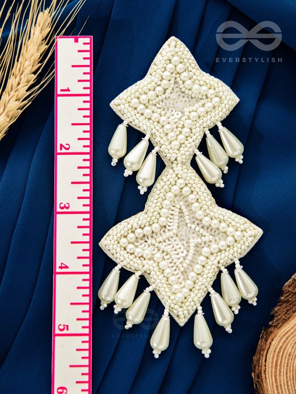 The Royal Glamour - Embroidered Pearl Statement Earrings