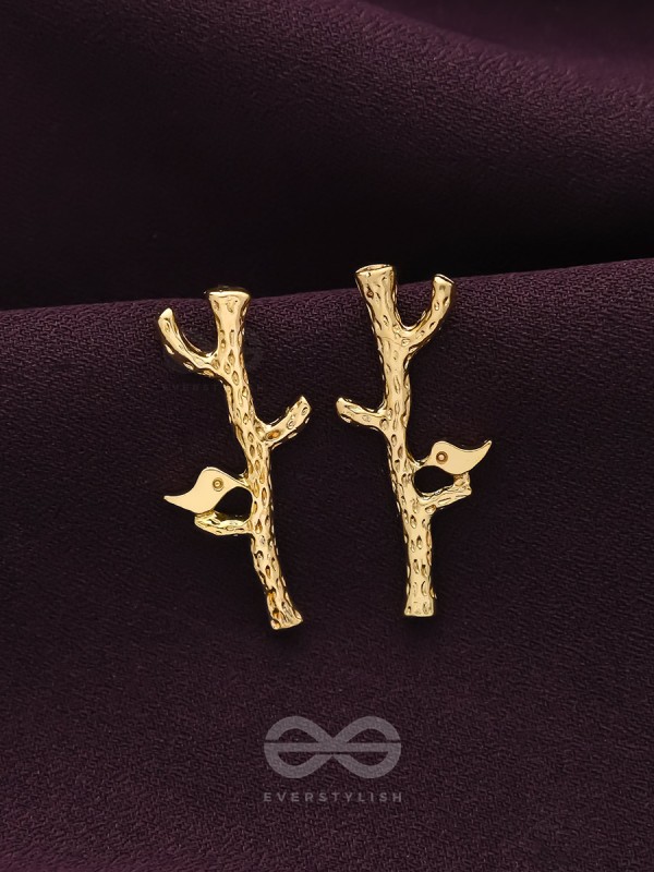 Bird on the Golden Tree- Casual Stud Earrings