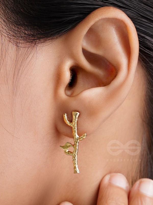 Bird on the Golden Tree- Casual Stud Earrings
