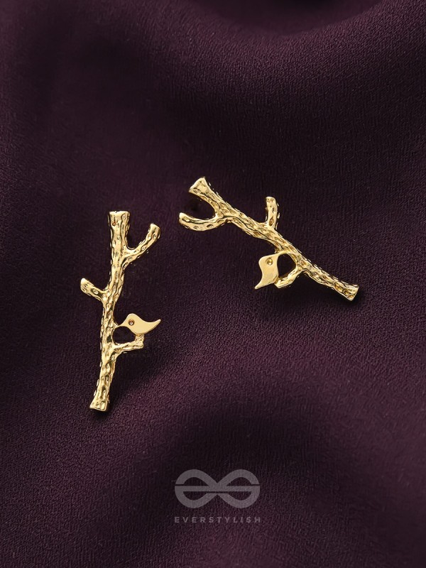 Bird on the Golden Tree- Casual Stud Earrings