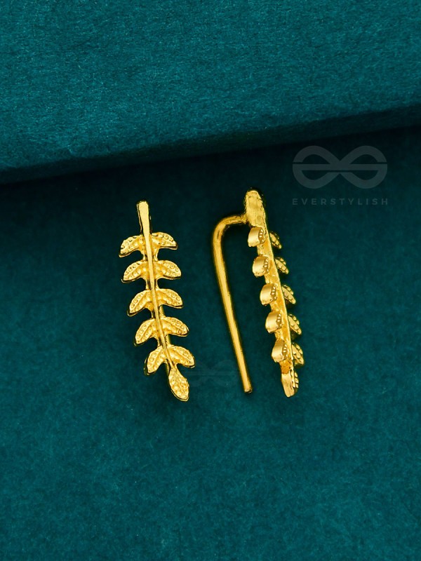Nature on my Ears - Golden Leaf Stud Earrings