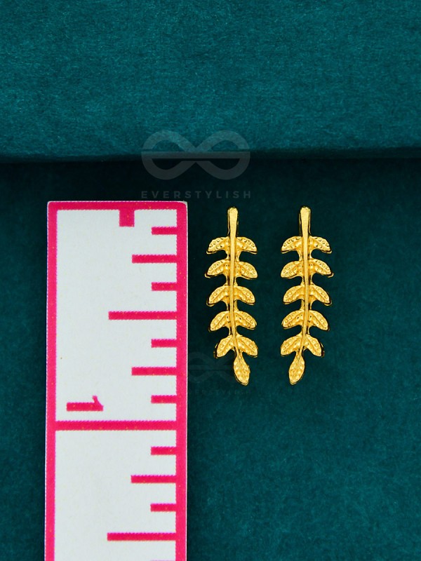 Nature on my Ears - Golden Leaf Stud Earrings