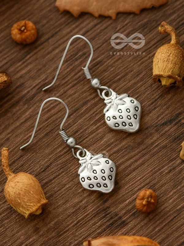 Very Berry Oxidised Danglers - Tiny Trinket Earrings