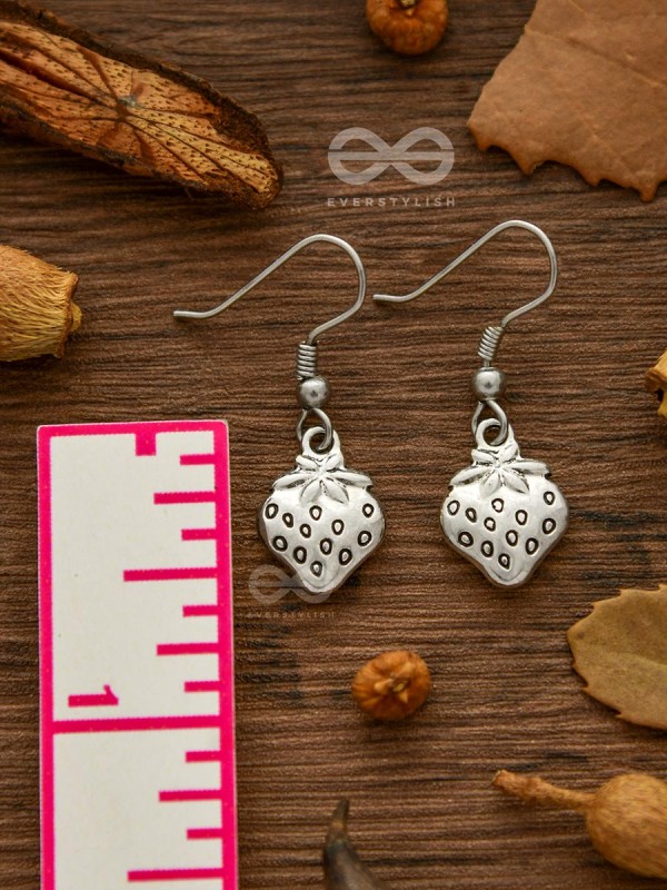 Very Berry Oxidised Danglers - Tiny Trinket Earrings