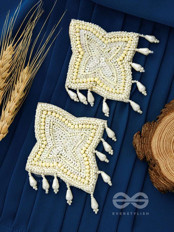 The Royal Pearl Delight - Embroidered Statement Stud Earrings