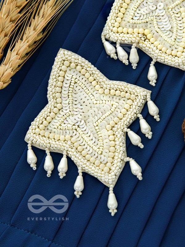 The Royal Pearl Delight - Embroidered Statement Stud Earrings