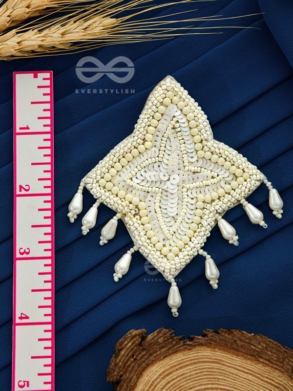 The Royal Pearl Delight - Embroidered Statement Stud Earrings