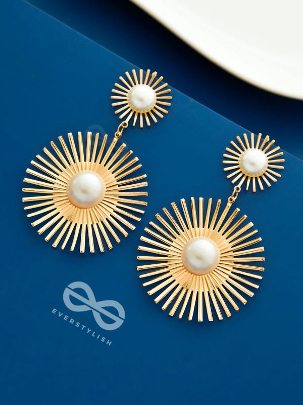 Pearls of Sunshine - Golden Statement Earrings
