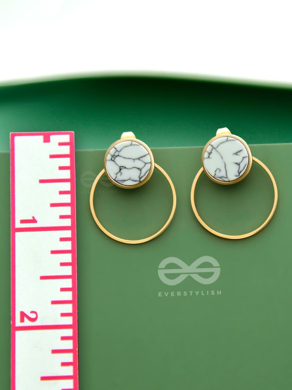 A Marbellous Geometry - Golden Statement Stud Earrings