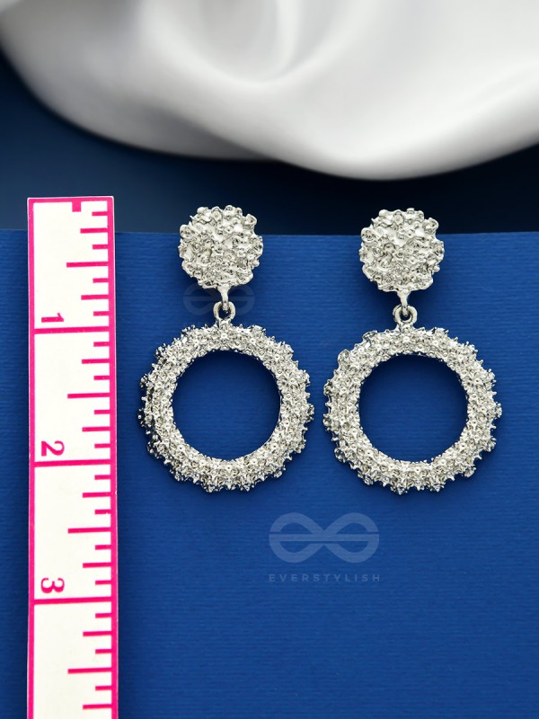 SHIMMERING SOLAR FLARES - SILVER STATEMENT EARRINGS