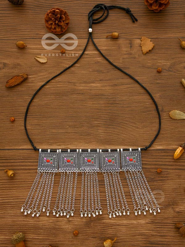 The Bohemian Geometry - Enamelled Oxidised Choker