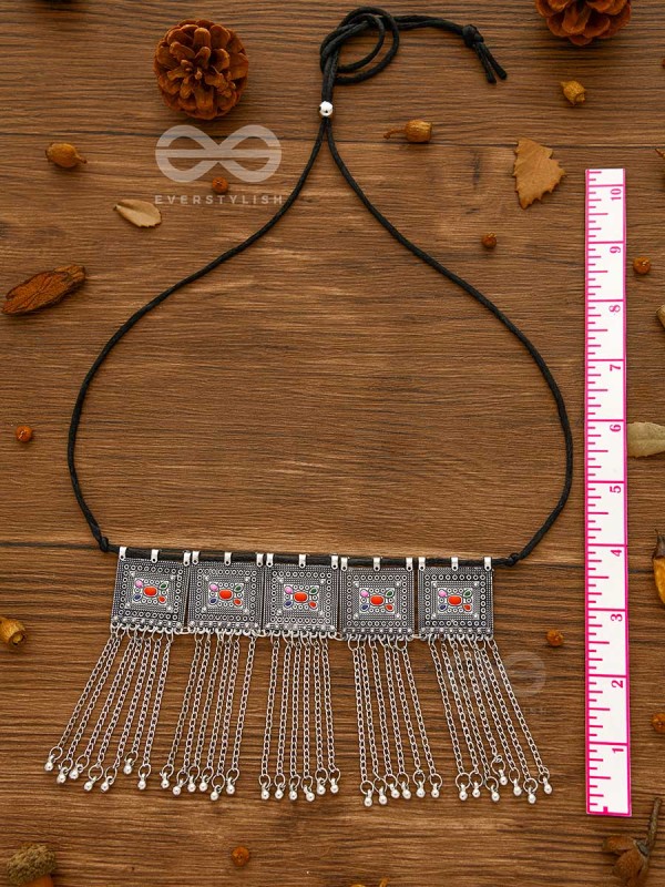 The Bohemian Geometry - Enamelled Oxidised Choker