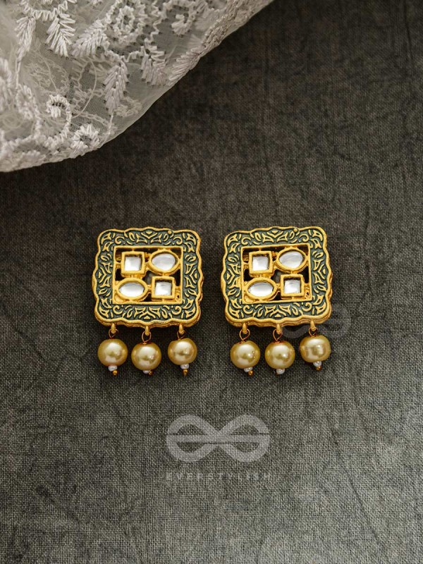 THE WINDOWS OF OPULENCE - SET OF STATEMENT CHOKER AND EARRINGS(Artichoke green)