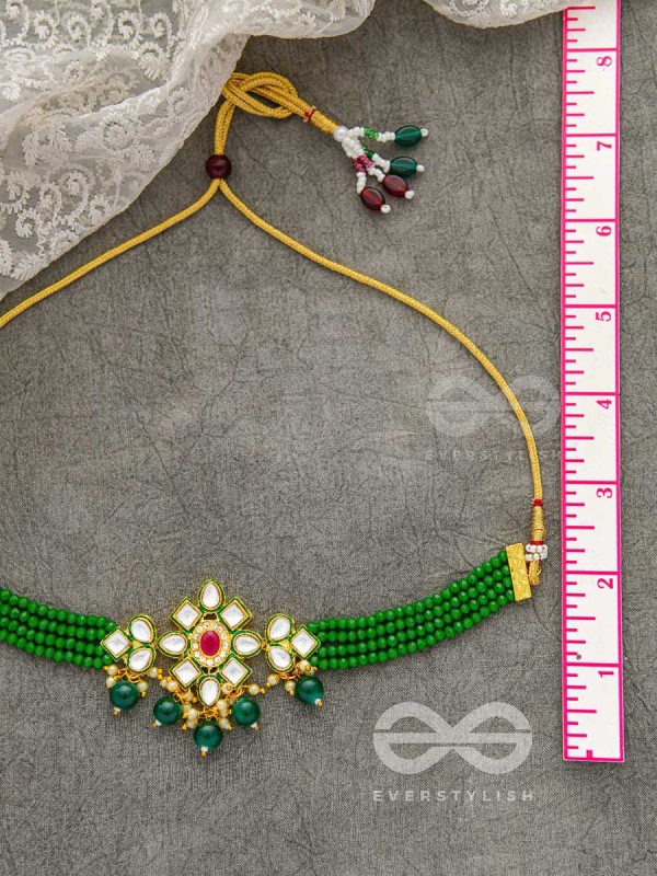 The Magical Mystique - Set of Statement Earrings and Choker (Green)