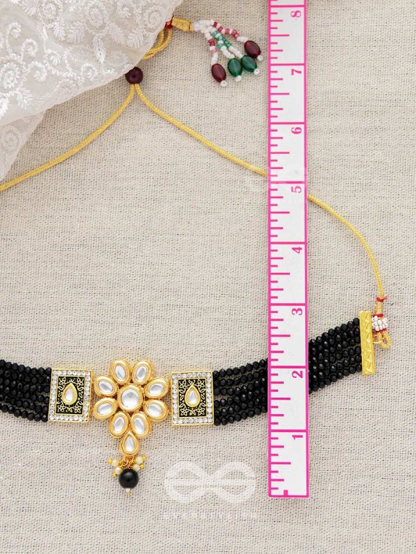 The Etheral Elegance - Set of Statement Choker And Earrings (Black)