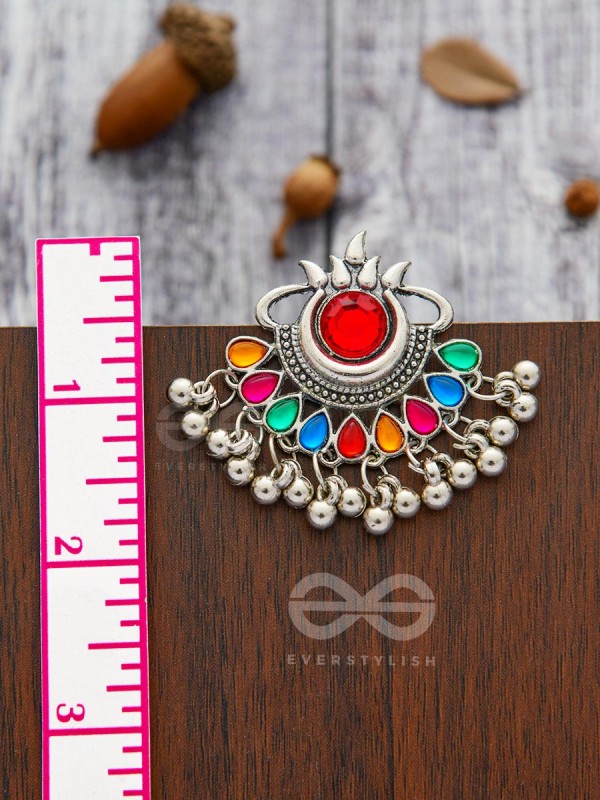 A Bohemian Tale - Embellished Oxidised Earrings (Multicoloured)