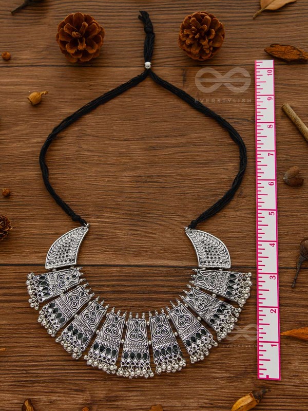 The Chunky Bohemian Statement - Set of Oxidised Earrings and Neckpiece