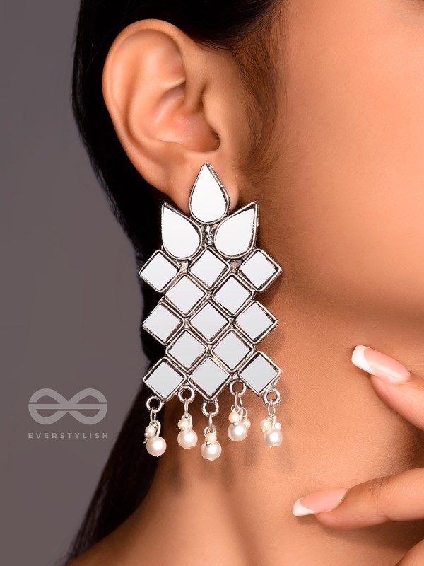 Mirrors on my Ears - Statement Embellished Earrings