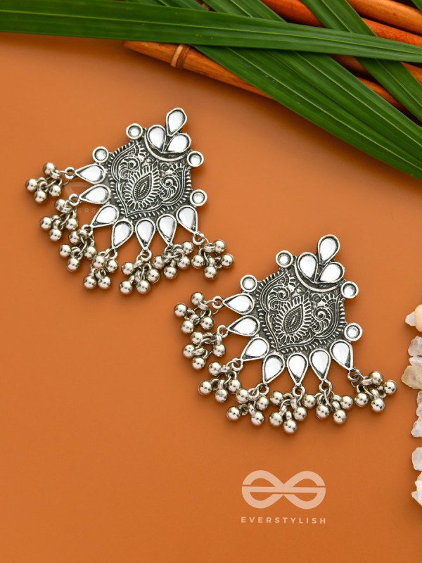 The Boho Artsy Motifs- Embellished Oxidised Earrings
