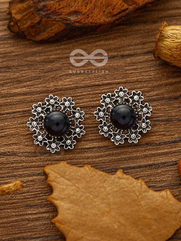 Onyx in a garden - Tiny Trinket Earrings