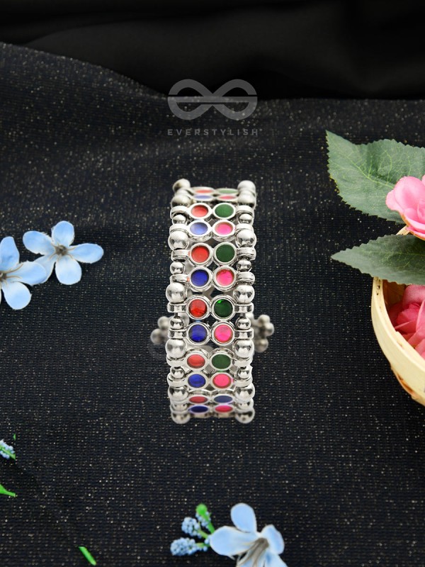 The Elegant Symmetry - Adjustable Enamelled Bracelet (Multicoloured)