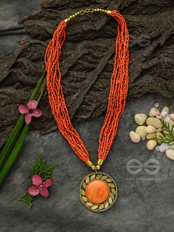The Timeless Elegance- Beautiful Beaded Neckpiece (Aerospace Orange)