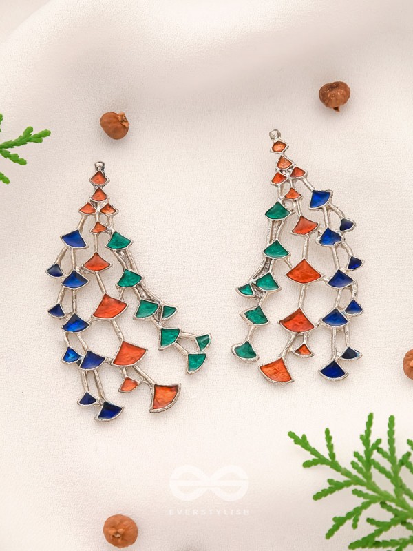 The Vibrant Vines- Oxidised Enamelled Earrings
