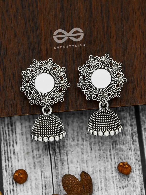 Mirage of Petals Oxidised Jhumkas