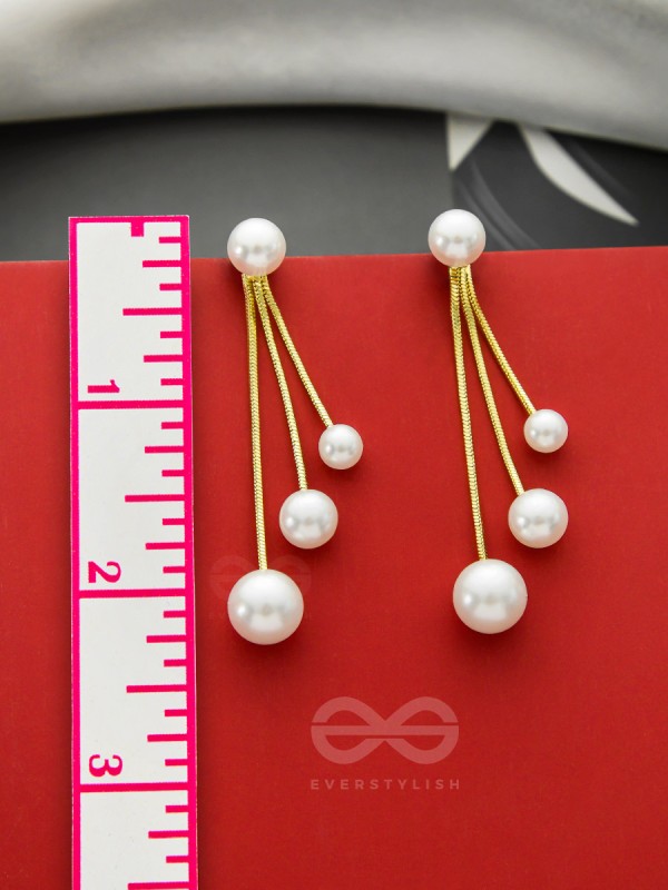Raining Pearls- Golden Pearl Dangler Earrings