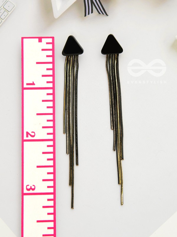 Dark Triad Cascades - Black Chain Dangler Earrings