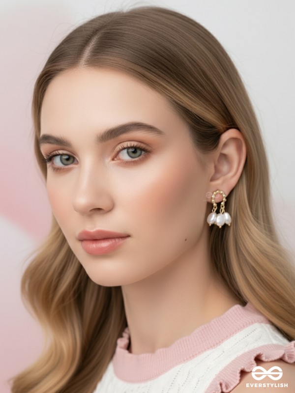 Budding Blossoms- Golden Pearl Earrings