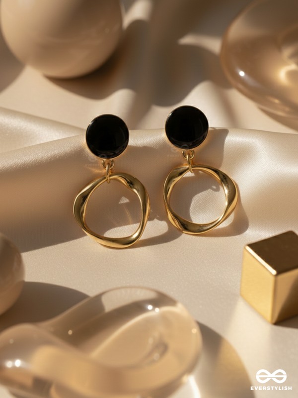 Raven Loops- Black and Golden Earrings