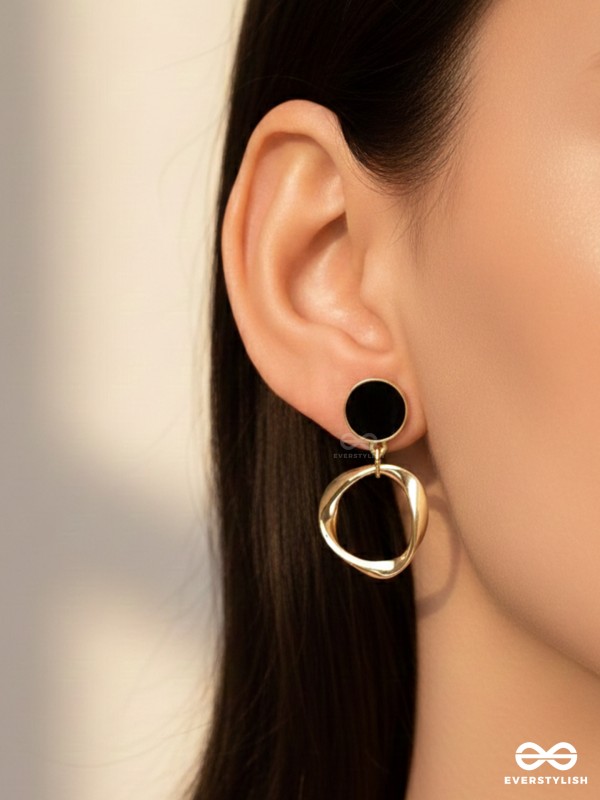 Raven Loops- Black and Golden Earrings